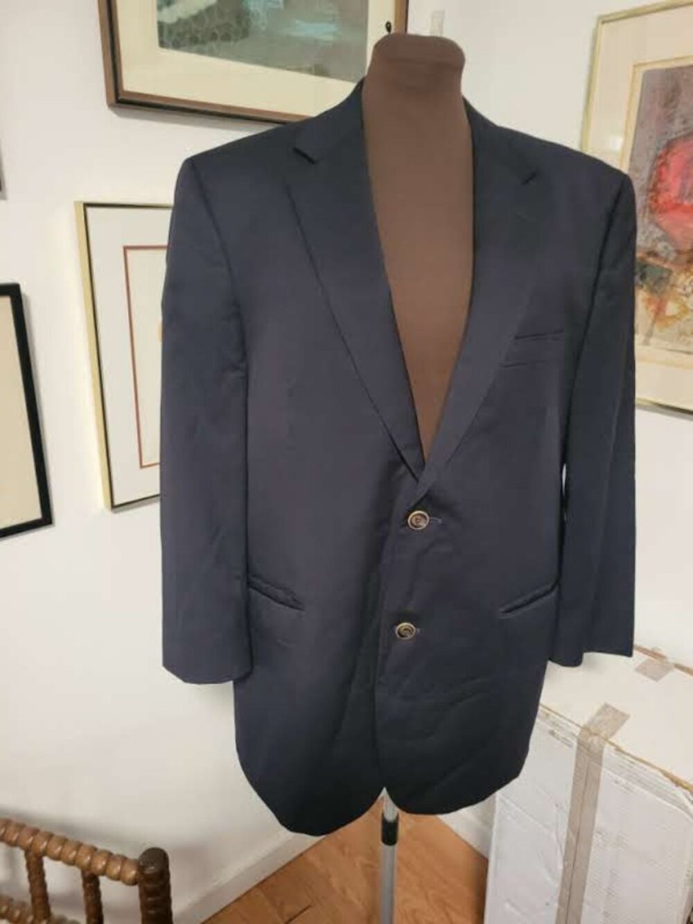 Joseph & Feiss Gold Navy Blue Blazer Size 42 Short